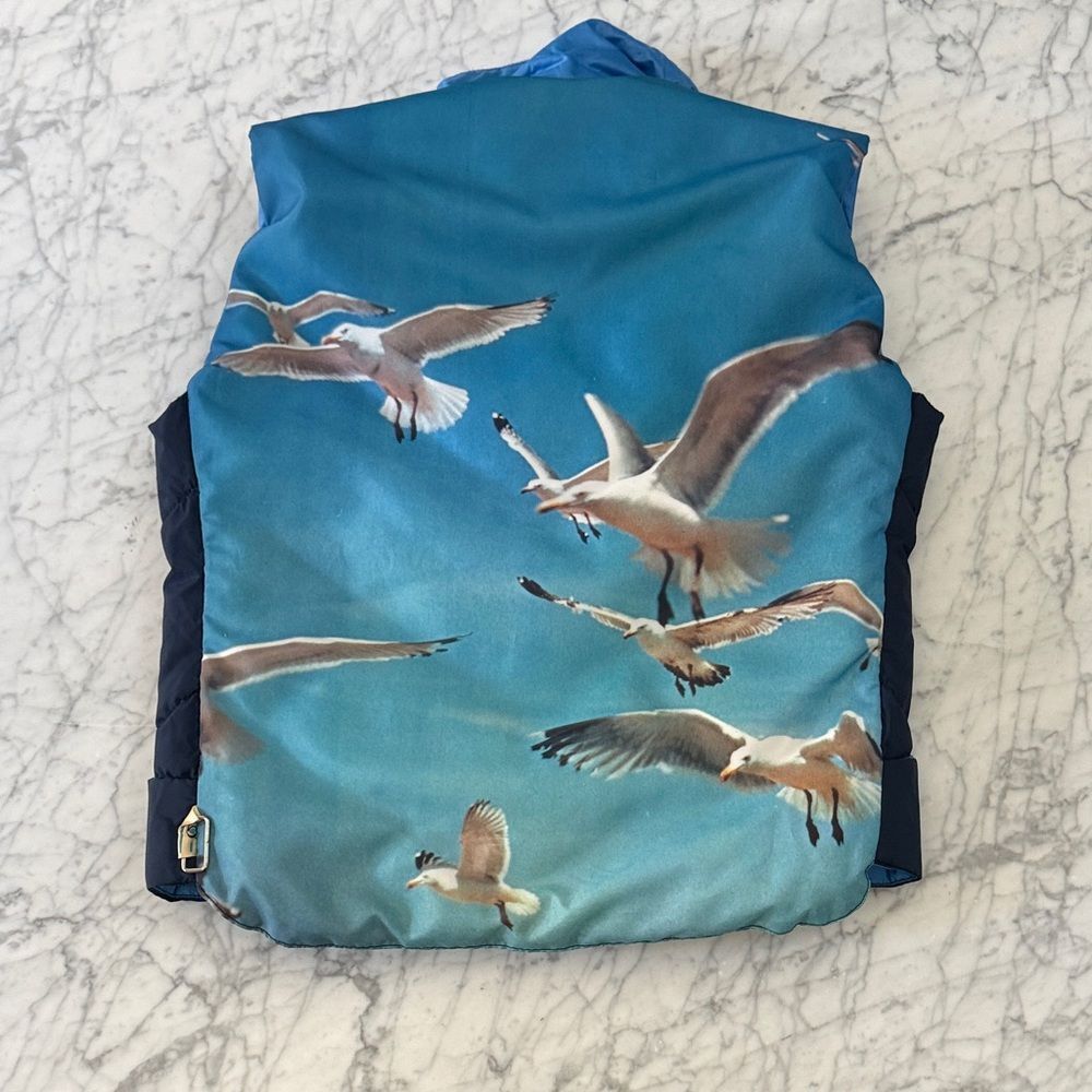 Vintage Obermeyer Puffer Vest Reversible Goose Down Seagull Print Womens M